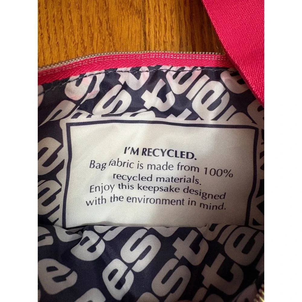 NWOT Estee Lauder Recycled Makeup Bag Set Pink Navy White Striped Floral 2 Piece